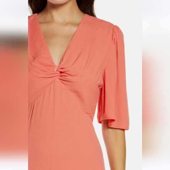 NWT Chelsea 28 Womens Twist Front Midi Dress Small Coral Rose - Picture 5 of 6